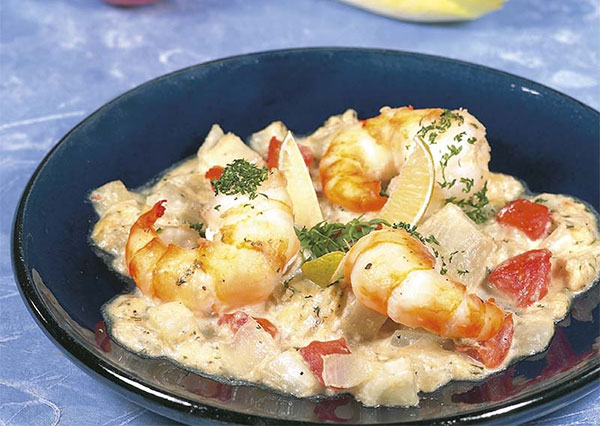 Scampi eau de mer, chicons à l’ail doux Scampi eau de mer, chicons à l’ail doux