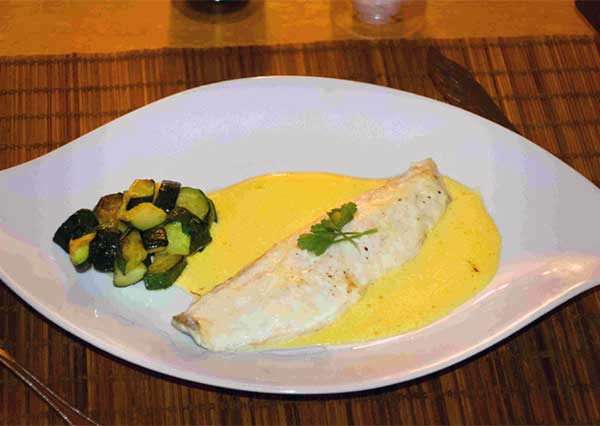 Bar de ligne, crème safran